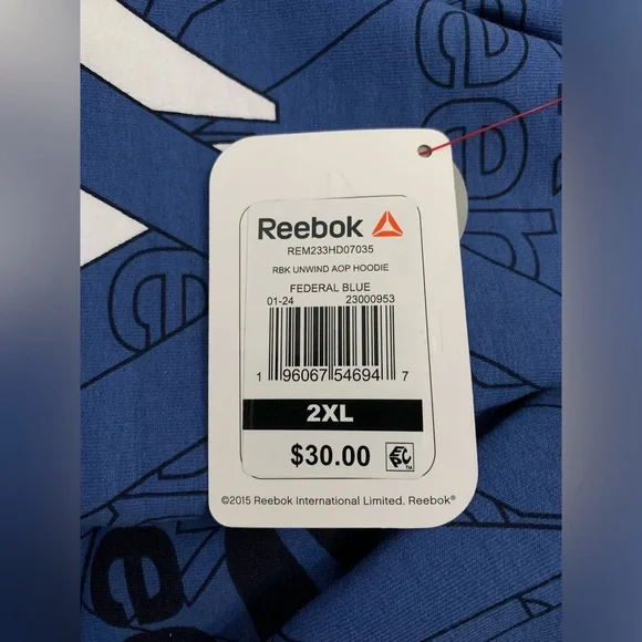 Reebok Mens 2XL Hoodie Unwind White Blue - Picture 10 of 11